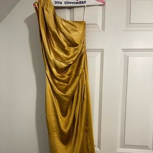 Cassini one shoulder dress in marigold XS